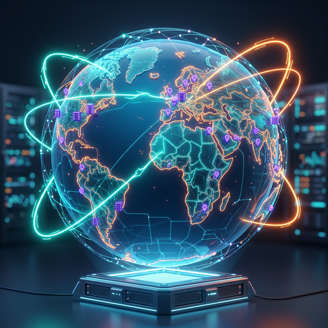 Global Usenet network map showing secure server locations and blazing fast connections worldwide