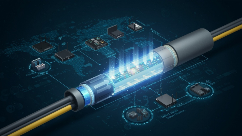 Image of a stylized cable on a digital cyberscape representing Usenet search.