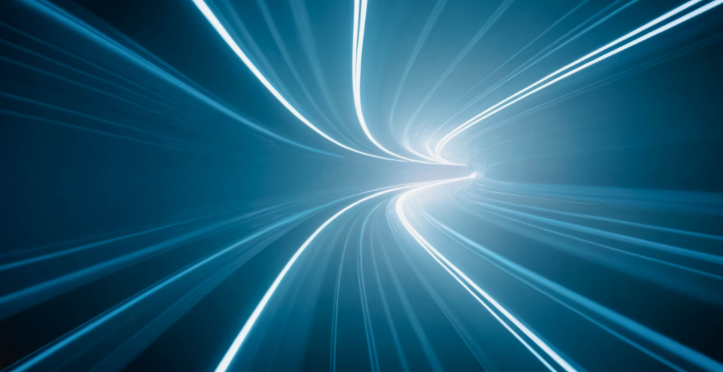 Flowing digital lines with cyberspace background representing Usenet speed.