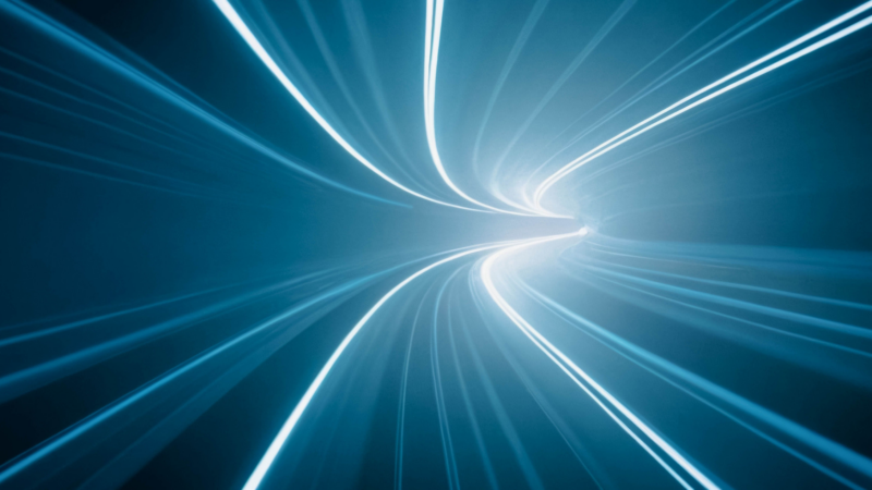 Flowing digital lines with cyberspace background representing Usenet speed.